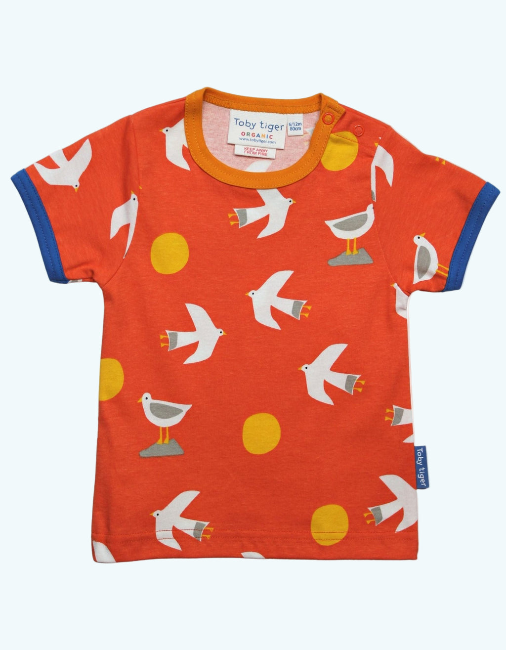Children's t-shirt with bird pattern on a white background