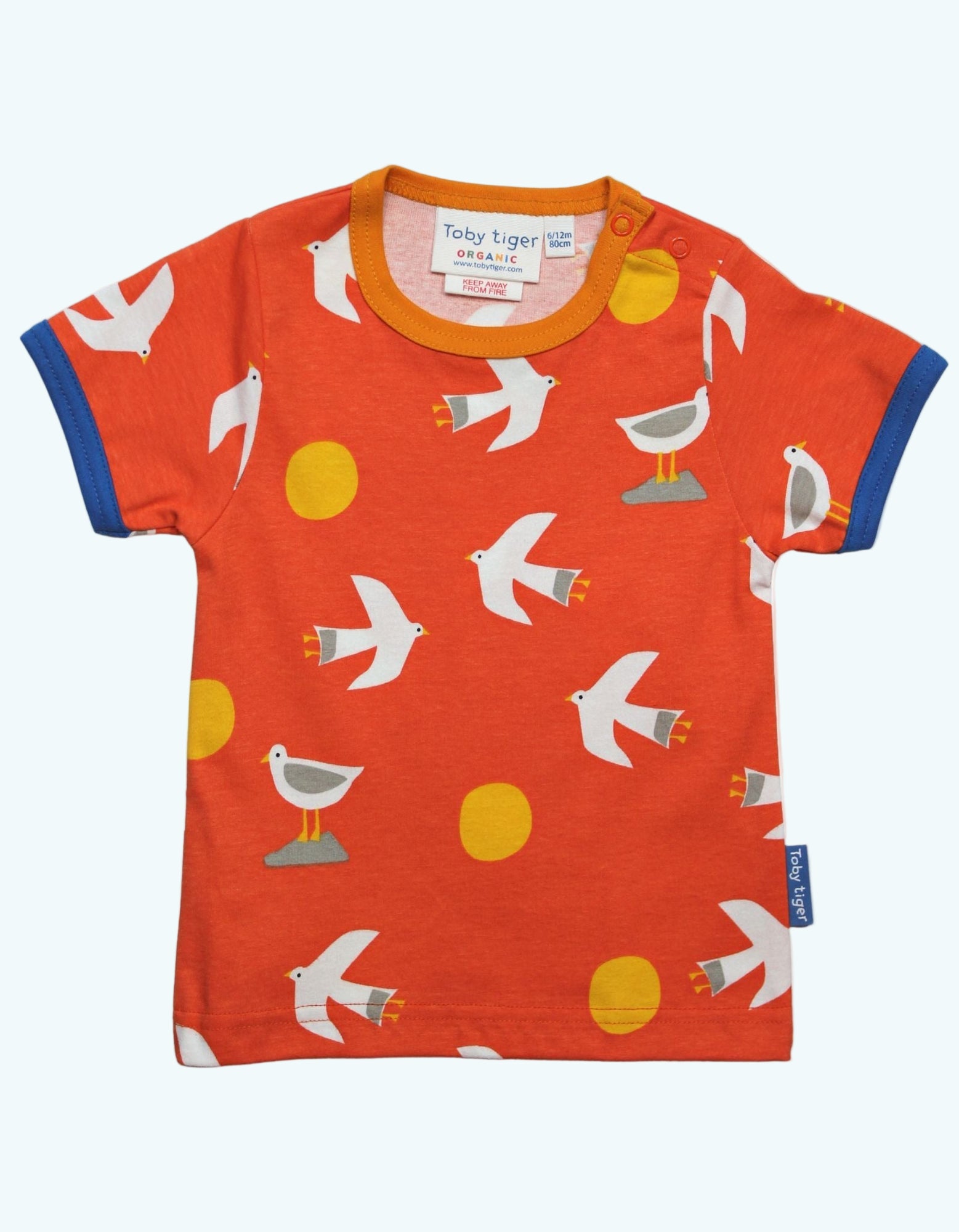 Children's t-shirt with bird pattern on a white background