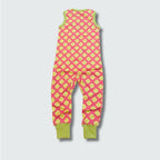 Pink clover print baby rompers suit dungaree in hot pink with bright chartreuse green trim, DUNS Sweden – rompers suit, baby clothes