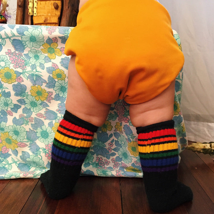 10" Baby/toddler Rainbow Striped Tubes - Black by Pride Socks Pride Socks Socks