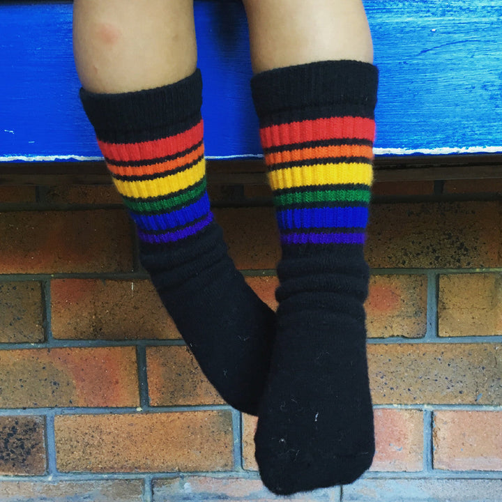 10" Baby/toddler Rainbow Striped Tubes - Black by Pride Socks Pride Socks Socks
