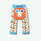 Children's leggings with a mouse design and floral pattern on a white background
