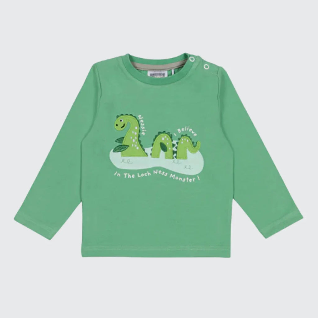 Nessie Loch Ness Monster print long sleeve top for babies and toddlers — Baby Goes Retro