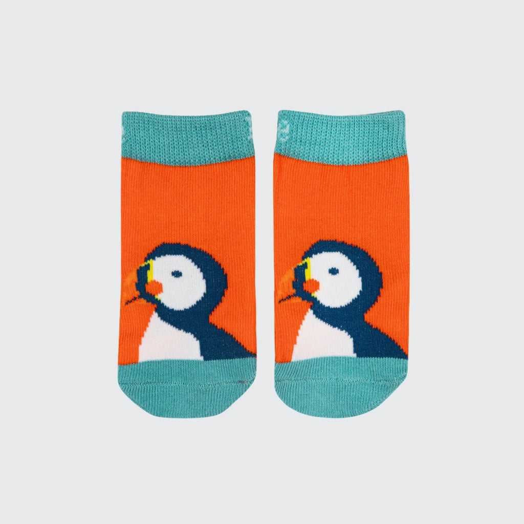 Kenzie the puffin print colourful baby socks — Baby Goes Retro