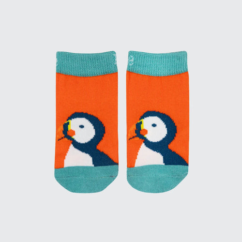 Kenzie the puffin print colourful baby socks — Baby Goes Retro