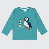 Kenzie the puffin print long sleeve top for babies and toddlers — Baby Goes Retro