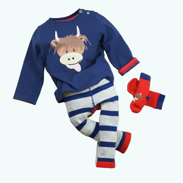 Blade & Rose Hamish Highland Cow Baby & Kids Top Bundle - Gift Bundle