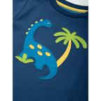 Brachiosaurus Organic Cotton Navy Blue Appliqué T Shirt - T-shirts