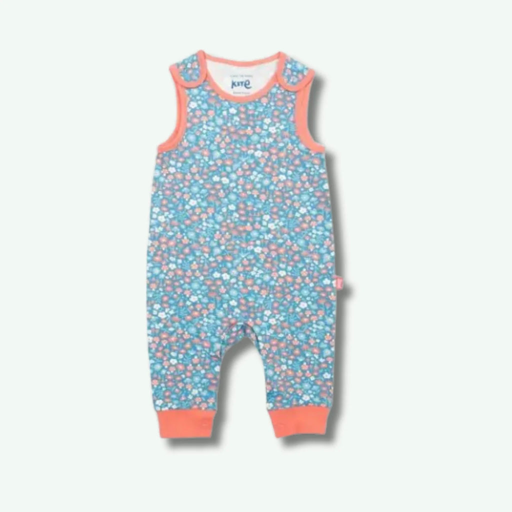 Baby romper with floral pattern on a white background