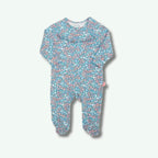 Baby onesie with floral pattern on a white background