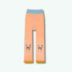 Peach-colored leggings with horse designs on a white background