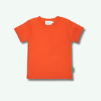 Orange t-shirt on a light gray background