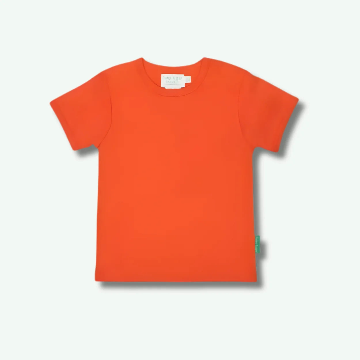 Orange t-shirt on a light gray background