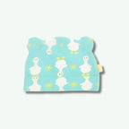 Baby bib with duck pattern on a light blue background