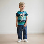 Danefae Biking Viking Bucolic tee, kids clothes Australia, close-up print detail