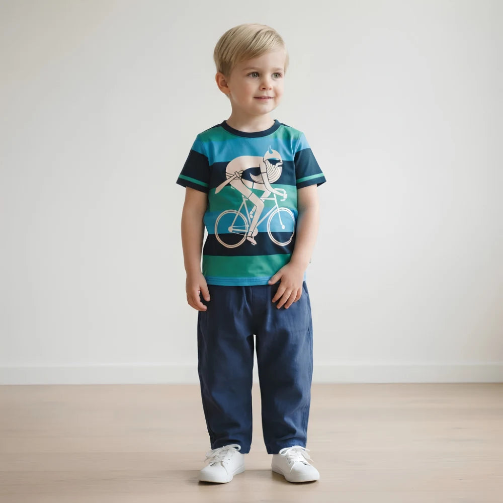 Danefae Biking Viking Bucolic tee, kids clothes Australia, close-up print detail