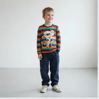 Danefae Biking Viking Savlamar long sleeve tee, retro kids clothes Australia, close-up print detail