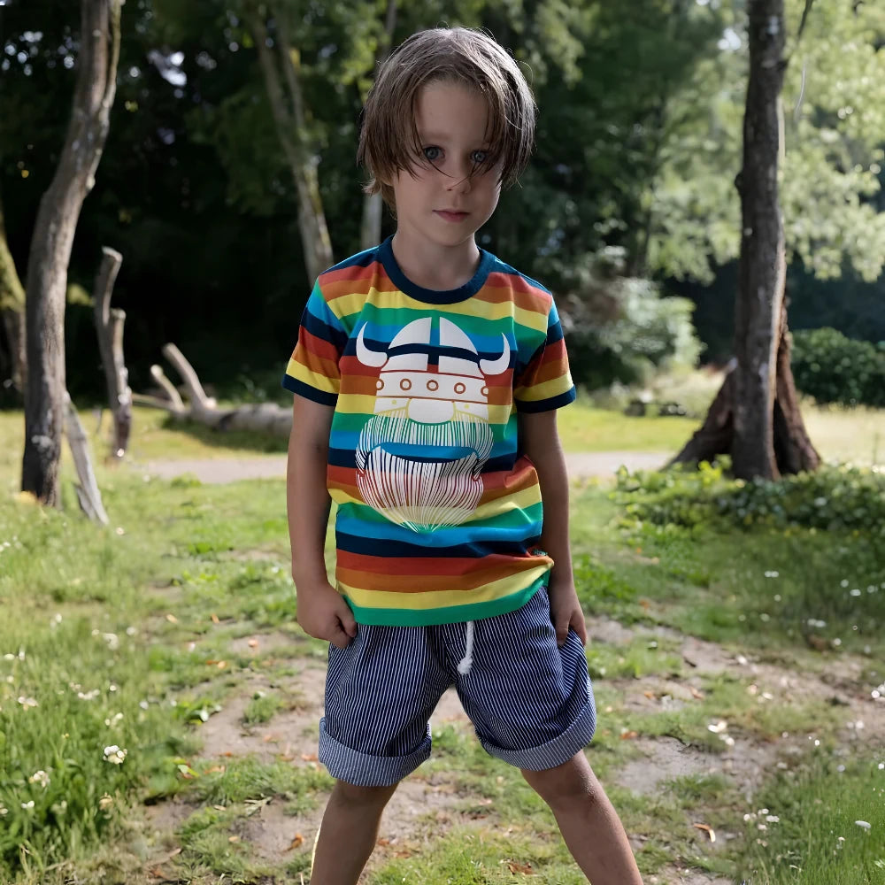 Danefae Erik Arcenciel tee, rainbow kids clothes, front view