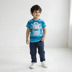 Danefae Erik Open Ocean tee, colourful kids clothing, close-up print detail