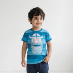 Danefae Erik Open Ocean tee, colourful kids clothing, lifestyle photo