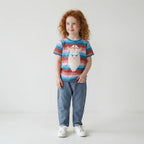 Danefae Freja Dordogne ringer tee, gender neutral kids clothing, close-up print detail