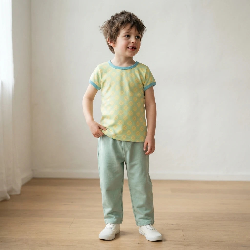 Boy kids clothes organic green tshirt