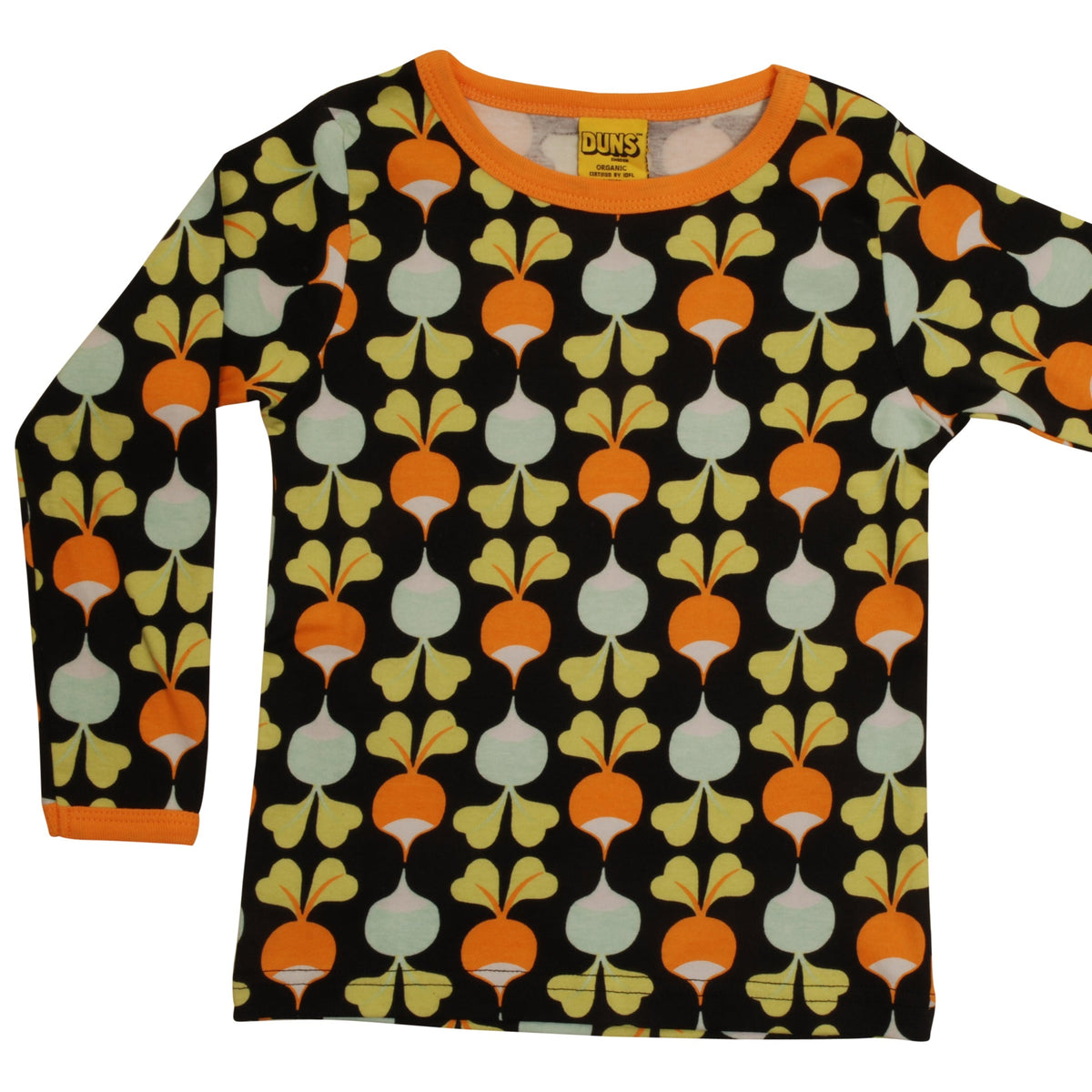Duns Sweden | Big Radish l/s T-shirt | Black - Blazing Orange Accent - Long Sleeve Top