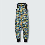 Jellyfish print baby romper dungaree in black with black trim, DUNS Sweden – baby clothes, rompers suit