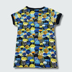 Jellyfish print short sleeve top styled with matching toddler dress, in black with black trim, DUNS Sweden – toddler dress, infant shirts