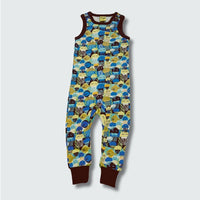 Jellyfish print romper dungaree in black with black trim, DUNS Sweden – rompers suit, unisex newborn clothes