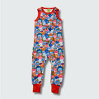 Jellyfish print romper dungaree in red with orange trim, DUNS Sweden – rompers suit, newborn dungarees