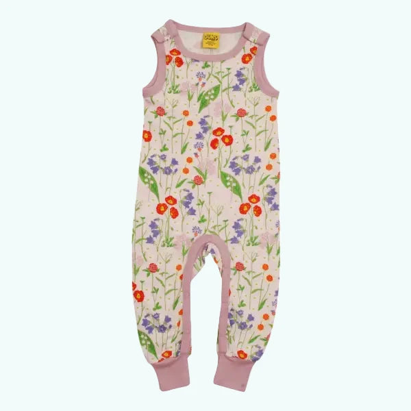 DUNS Sweden Midsummer Floral Print Dungarees Organic Pink - Dungarees