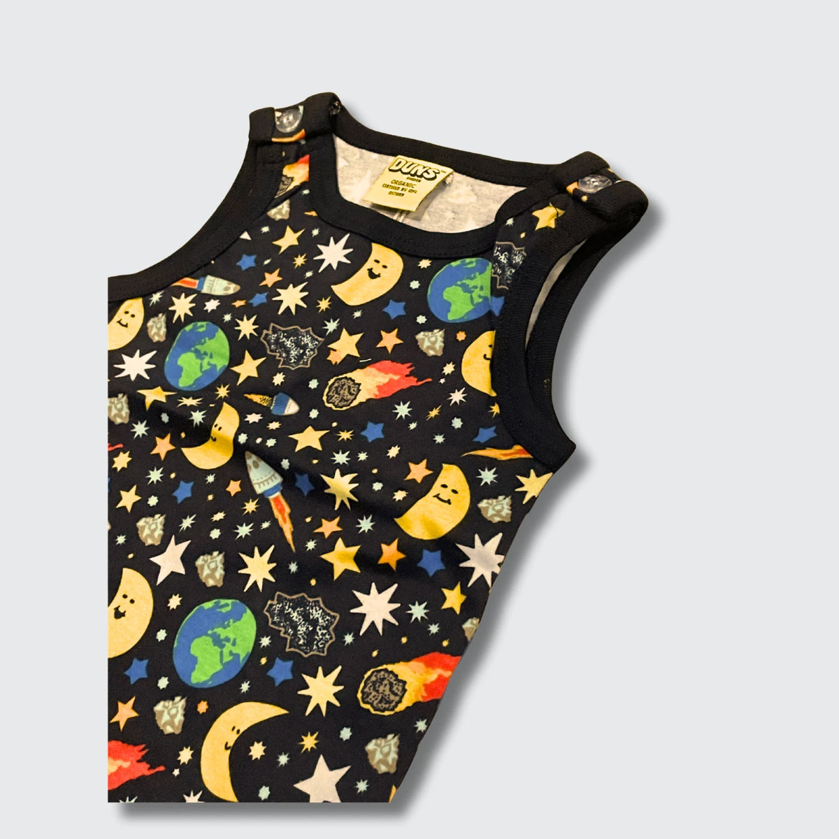 DUNS Sweden Mother Earth Black Playsuit - organic cotton kids clothing by DUNS Sweden