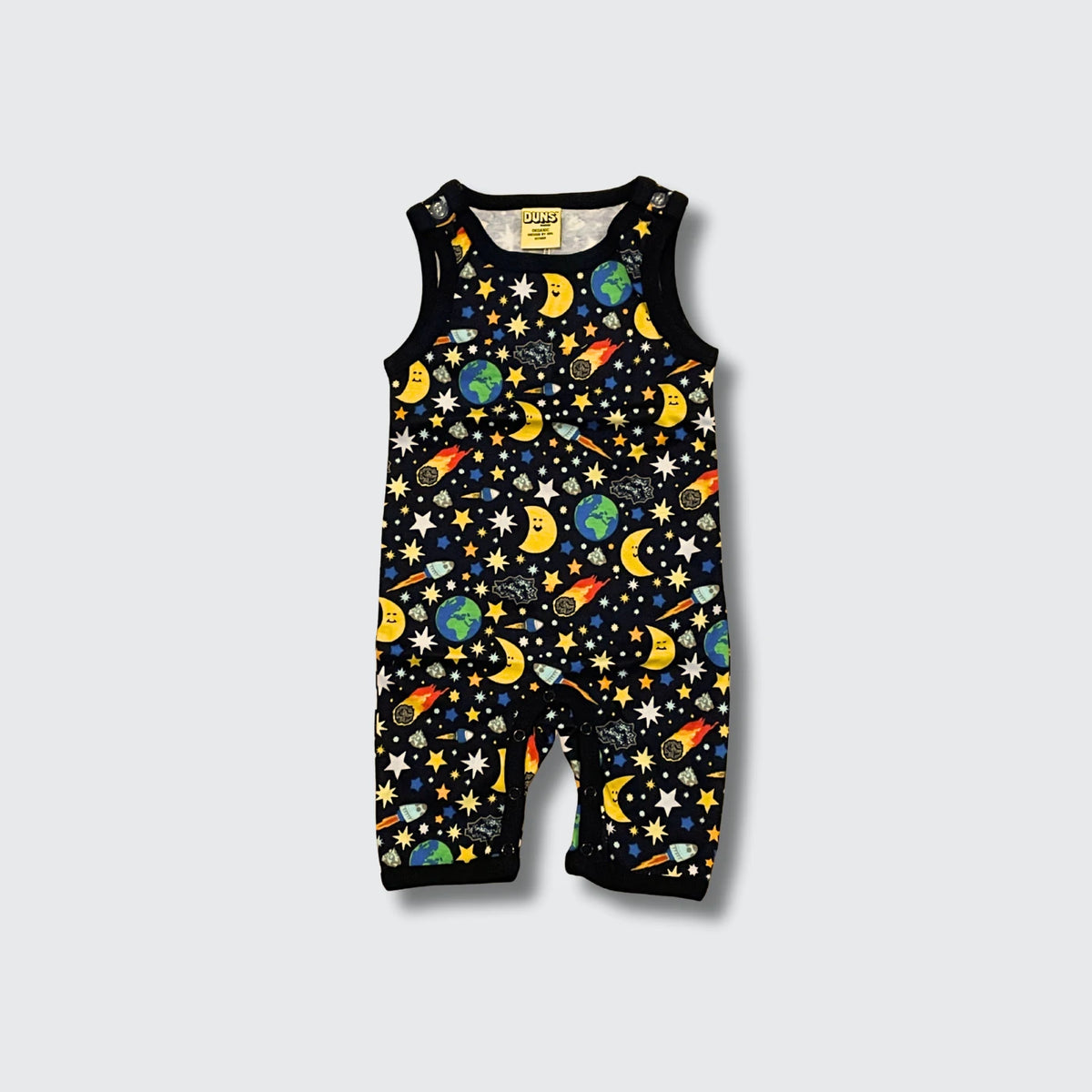 DUNS Sweden Mother Earth Black Playsuit - organic cotton kids clothing by DUNS Sweden