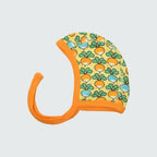 Multi radish print baby bonnet in yellow cream with radiant yellow trim, DUNS Sweden – newborn clothing summer, infant clothes unisex