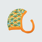 Multi radish print baby bonnet in yellow cream with radiant yellow trim, DUNS Sweden – newborn clothing summer, infant clothes unisex