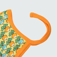 Multi radish print baby bonnet in yellow cream with radiant yellow trim, DUNS Sweden – newborn clothing summer, infant clothes unisex