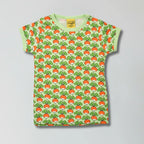 Patina green organic cotton t-shirt with radish print taping for babies and toddlers — Baby Goes Retro