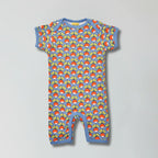 Marina blue radish print organic cotton summer suit romper for babies and toddlers — Baby Goes Retro