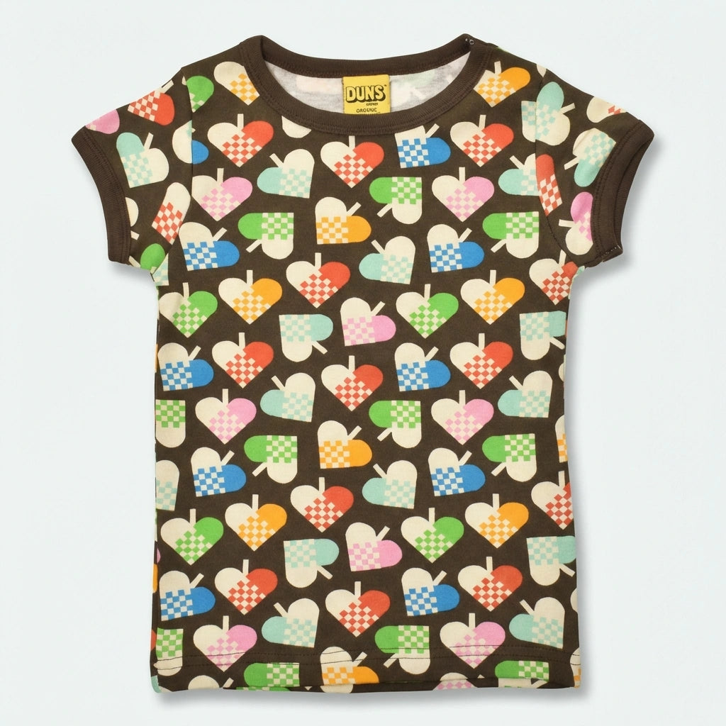 DUNS Sweden hearts print organic cotton short sleeve t-shirt for babies and kids — Baby Goes Retro