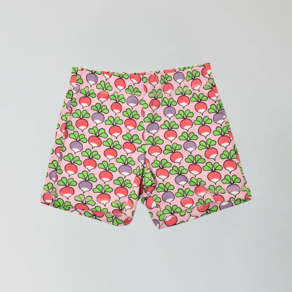 Multi radish pink organic cotton shorts for babies and toddlers — Baby Goes Retro