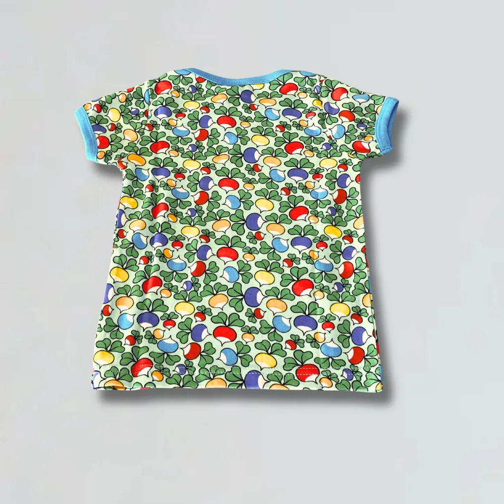 Colorful patterned shirt on a gray background