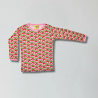 Lilac chiffon radish print organic cotton long sleeve top for babies and kids — Baby Goes Retro