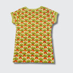 Children's t-shirt with carrot pattern on a plain background