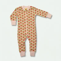 Children's onesie with strawberry pattern on a white background