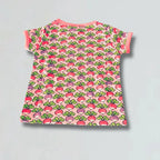 Children's t-shirt with a radish pattern on a gray background