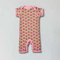 Lilac chiffon radish print organic cotton summer suit romper for babies and toddlers — Baby Goes Retro