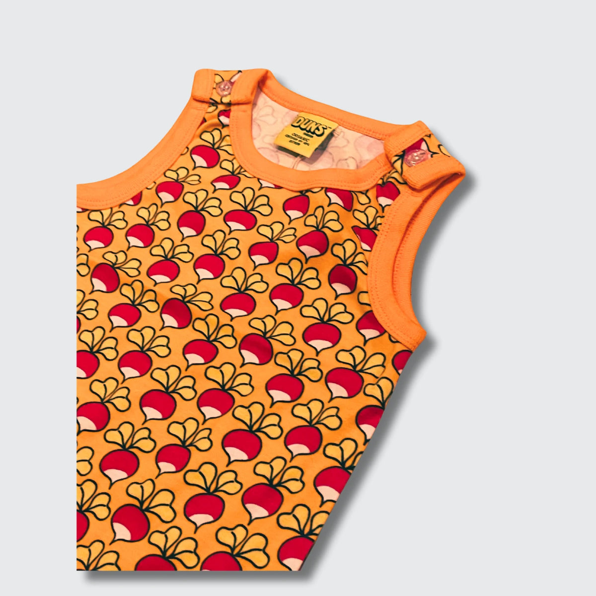 DUNS Sweden Radish Orange Playsuit - organic cotton kids clothing by DUNS Sweden