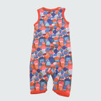 Jellyfish print play suit romper in blue with orange trim, DUNS Sweden – rompers suit, infant clothes unisex