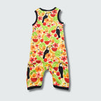 Toucan print play suit romper in vanilla custard with black trim, DUNS Sweden – rompers suit, infant clothes unisex